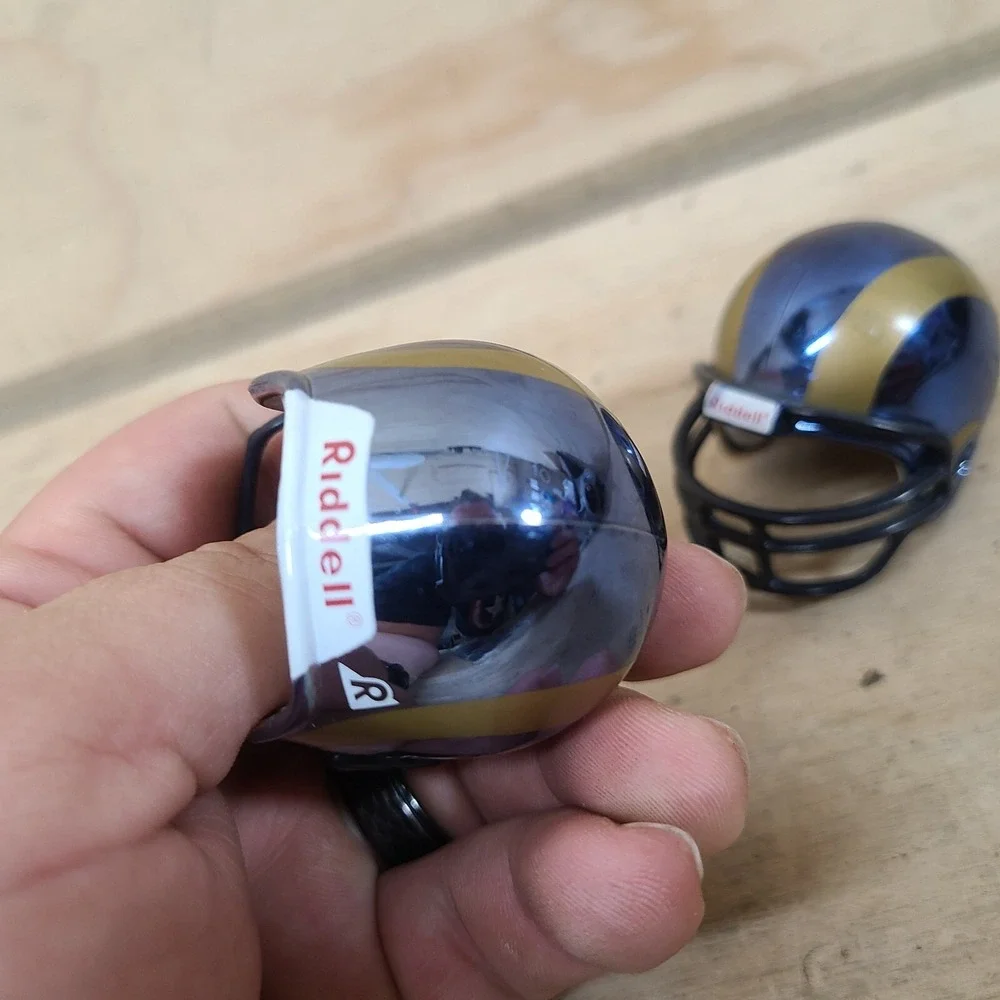 St Louis Rams Tiny Miniature Riddell Football Helmet ‎ Lot of 2 Glossy, 3 bar